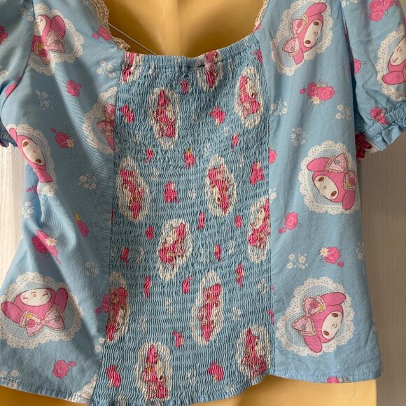 My Melody XL Sanrio floral Lace Peasant cutsey core Woven Top hot topic - Picture 5 of 8